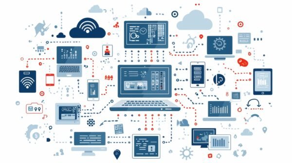 Connected devices illustrating the internet of things in technology network