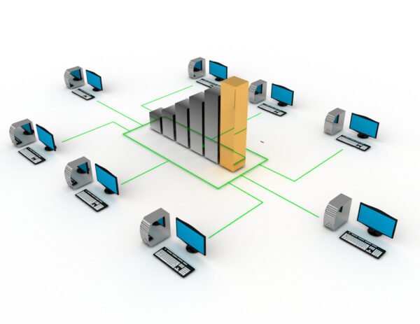 internet business concept.desktop connected to the business gra