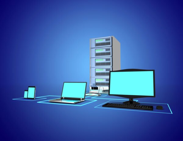 network of electronic devices concept. 3d illustration